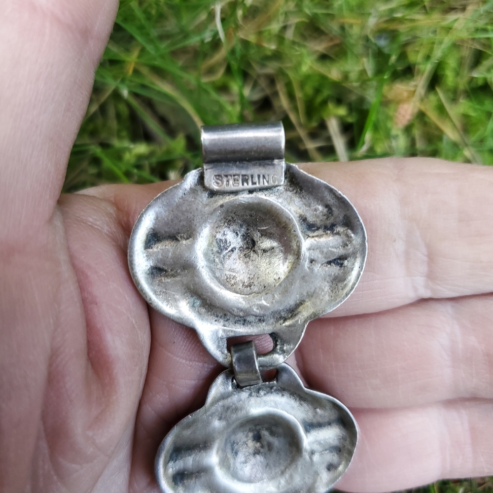 vintage sterling panel link bracelet - Picture 4 of 4